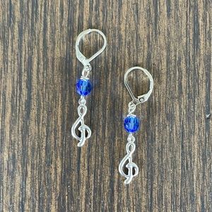 HAND CRAFTED Swarovski Crystal Birthstone Earrings with Treble Clef